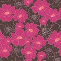 Hand drawn floral vector seamless pattern. Modern pastel colors and dark background. Royalty Free Stock Photo