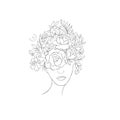 Hand drawn floral women head. Fashion design.