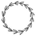 Hand drawn floral wreath. Round frame. Good for invitation, greeting cards, quotes, wedding design. Vector illustration