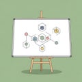 Hand drawn flowchart on a whiteboard with hexagonal nodes Royalty Free Stock Photo