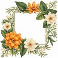 Hand drawn flower,flora border,frame, on white background, vintage,retro style