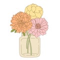 Hand drawn flower in mason jar Royalty Free Stock Photo