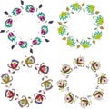 Hand drawn flower wreath, set of vector clip art floral frames Royalty Free Stock Photo