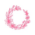 Hand drawn flower wreath. Vector floral design spring frame element for invitations, greeting cards, scrapbooking, posters with Royalty Free Stock Photo