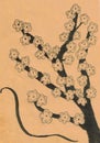 Flower Tree - Hand Drawn Flowers on Branches - Fine Liner Ink Brush Craft Paper