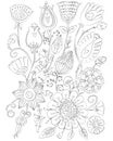 Hand drawn flowers coloring page