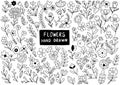 0035 hand drawn flowers doodle Ornaments background pattern Vector illustration Royalty Free Stock Photo