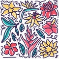 hand drawn flowers doodle set Royalty Free Stock Photo
