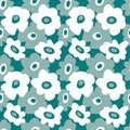 Hand drawn flowers seamless pattern in boho retro style. Perfect print for tee, paper, textile and fabric. Summer illustration for