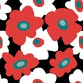 Hand drawn flowers seamless pattern in boho retro style. Perfect print for tee, paper, textile and fabric. Summer vector