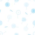 Hand drawn fluffy dandelion silhouettes seamless pattern Royalty Free Stock Photo