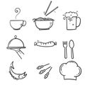 Hand drawn Food and drinks icon. Restaurant line icons set. Vector illustration.doodle Royalty Free Stock Photo