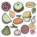 Hand drawn food elements vector graphics Royalty Free Stock Photo