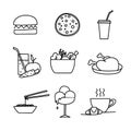 hand drawn food icons, hamburger ice cream Royalty Free Stock Photo