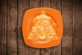 Hand drawn food pyramid on colorful dish plate Royalty Free Stock Photo