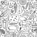 Hand drawn food seamless pattern. Royalty Free Stock Photo