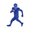 Hand drawn football player vector silhouette. Simple doodle illustration for sport teams, gear and events