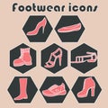 Hand drawn footwear icons set