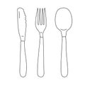 Hand drawn fork knife spoon. Royalty Free Stock Photo