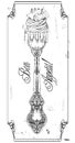 Hand drawn fork with pasta