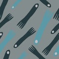 Hand drawn fork seamless pattern on gray background. Kitchen textiles wallpaper Royalty Free Stock Photo