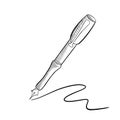 Hand drawn fountain pen with stroke Royalty Free Stock Photo