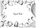 Hand Drawn Frame of Buah Dabai and Cempedak Fruits