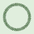 Hand drawn frame, cute round vector background, green circle with leaves Royalty Free Stock Photo