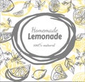Hand drawn frame of lemons and lemonade Royalty Free Stock Photo