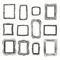 Hand Drawn Frames Collection Isolated on White. Cartoon Style Doodle Borders with Pencil Effect Royalty Free Stock Photo