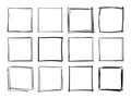 Hand drawn frames. Handdrawn square frame. Vector borders grunge template set.