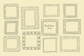 Hand drawn frames set. Cartoon greek style. Vector dividers, graphic High quality design elements set. Cute vintage borders. Royalty Free Stock Photo