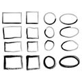 Hand drawn frames set. Cartoon style. Square, rectangle, circle Royalty Free Stock Photo