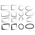 Hand drawn frames set. Cartoon style. Square, rectangle, circle Royalty Free Stock Photo