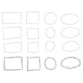 Hand drawn frames set. Cartoon style. Square, rectangle, circle
