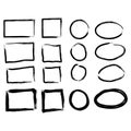Hand drawn frames set. Cartoon style. Square, rectangle, circle, oval. Royalty Free Stock Photo