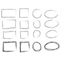 Hand drawn frames set. Cartoon style. Square, rectangle, circle, oval. Royalty Free Stock Photo