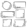 Hand drawn frames set. Cartoon vector square and round borders. Pencil effect shapes .