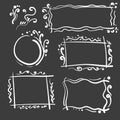 Hand drawn frames set. Cartoon vector square and round borders. Pencil effect shapes . Royalty Free Stock Photo