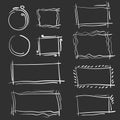 Hand drawn frames set. Cartoon vector square and round borders. Pencil effect shapes Royalty Free Stock Photo