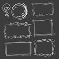 Hand drawn frames set. Cartoon vector square and round borders. Pencil effect shapes isolated. Royalty Free Stock Photo
