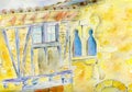 Hand drawn France french village house watercolor illustration Royalty Free Stock Photo