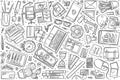 Hand drawn freelancing set doodle vector background