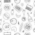Hand drawn french cuisine seamless pattern. Royalty Free Stock Photo