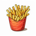 Hand Drawn French Fries Cartoon Vector Illustration