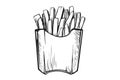 Hand drawn french fries. Fast food, junk food icon.