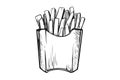 Hand drawn french fries. Fast food, junk food icon. Royalty Free Stock Photo