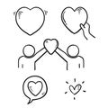 Hand drawn Friendship and love doodle icons. Interaction, Mutual understanding and assistance business. Trust, social Royalty Free Stock Photo