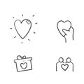 Hand drawn Friendship and love line icons. Interaction, Mutual understanding and assistance business. Trust handshake, social Royalty Free Stock Photo