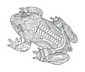 Hand drawn frog for coloring book for adult